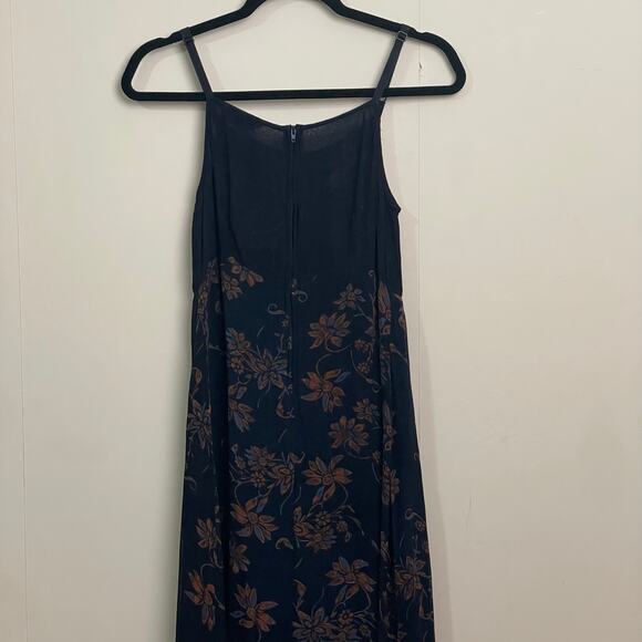 90s Vintage S Nougat chiffon maxi dress spaghetti strap floral summer black goth - Picture 6 of 7